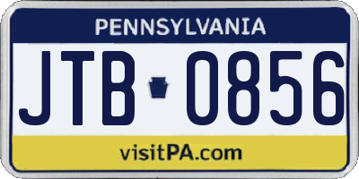 PA license plate JTB0856
