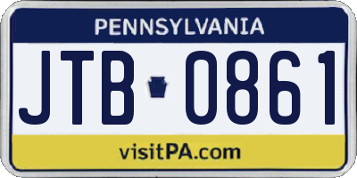 PA license plate JTB0861