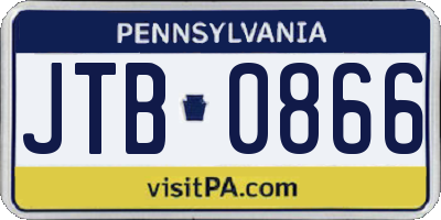 PA license plate JTB0866