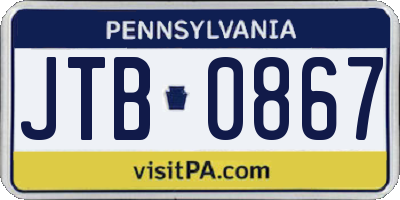 PA license plate JTB0867