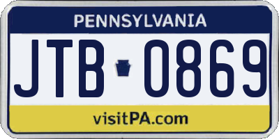 PA license plate JTB0869