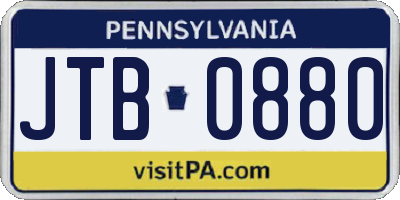PA license plate JTB0880