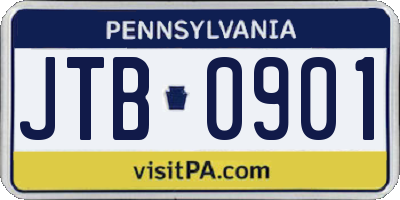 PA license plate JTB0901