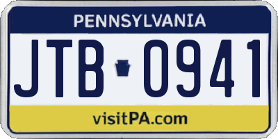 PA license plate JTB0941