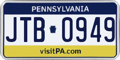PA license plate JTB0949