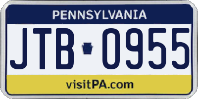 PA license plate JTB0955