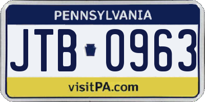 PA license plate JTB0963