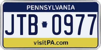 PA license plate JTB0977