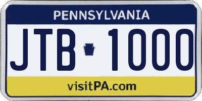 PA license plate JTB1000