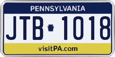 PA license plate JTB1018