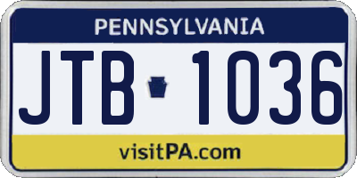 PA license plate JTB1036
