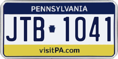 PA license plate JTB1041