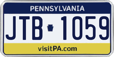 PA license plate JTB1059
