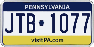 PA license plate JTB1077
