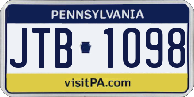 PA license plate JTB1098