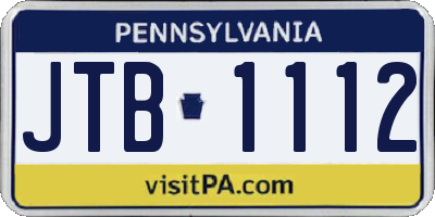 PA license plate JTB1112
