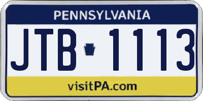 PA license plate JTB1113