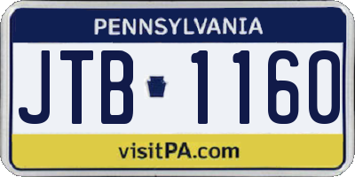 PA license plate JTB1160