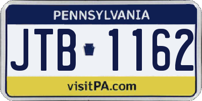 PA license plate JTB1162