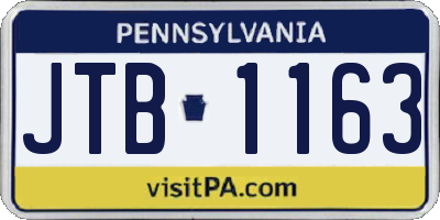 PA license plate JTB1163