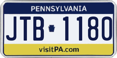 PA license plate JTB1180