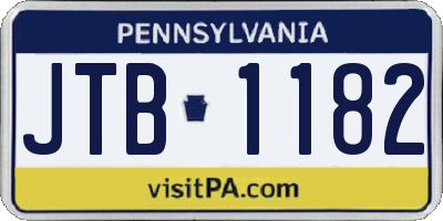 PA license plate JTB1182