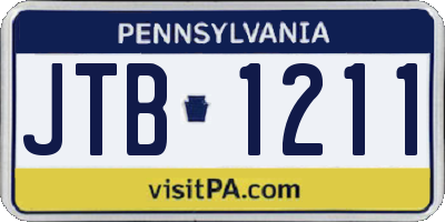 PA license plate JTB1211