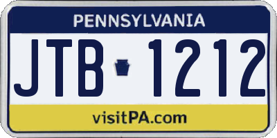 PA license plate JTB1212