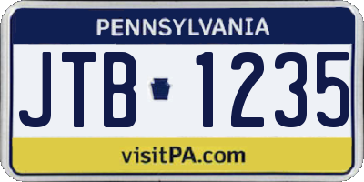 PA license plate JTB1235