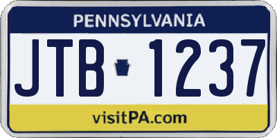PA license plate JTB1237