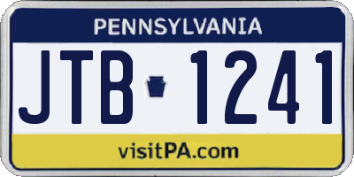 PA license plate JTB1241