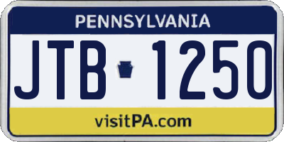 PA license plate JTB1250