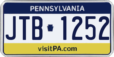 PA license plate JTB1252