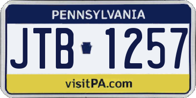 PA license plate JTB1257