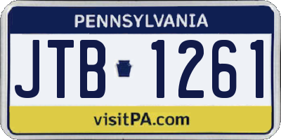 PA license plate JTB1261