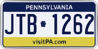 PA license plate JTB1262