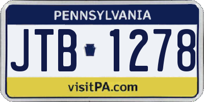 PA license plate JTB1278