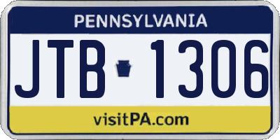 PA license plate JTB1306