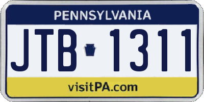 PA license plate JTB1311