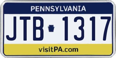 PA license plate JTB1317