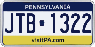 PA license plate JTB1322
