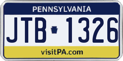 PA license plate JTB1326