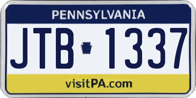 PA license plate JTB1337