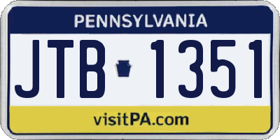 PA license plate JTB1351
