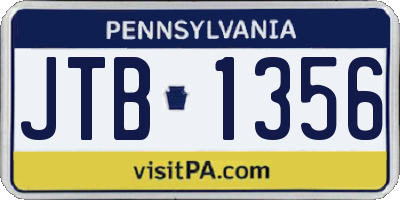 PA license plate JTB1356
