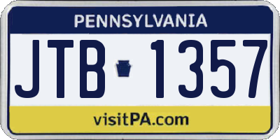 PA license plate JTB1357