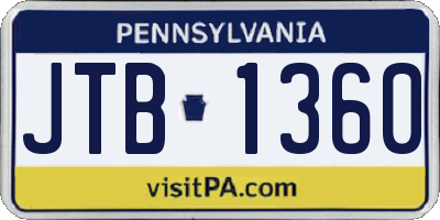 PA license plate JTB1360