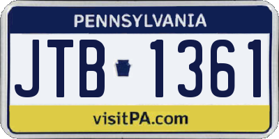 PA license plate JTB1361
