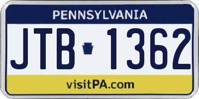PA license plate JTB1362