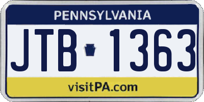 PA license plate JTB1363